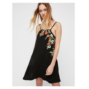Free People Embroidered Black Mini Dress